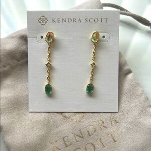 NWOT Kendra Scott Emilie convertable drop earrings in gold with dichroic glass